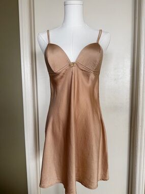 Silk & Satin 100% Silk Champagne Chemise Slip Nightgown M